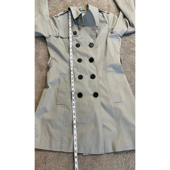 Zara Basic Womens Trench Coat Sz Med Beige Double Breasted Collard Neck Corpcore - Picture 8 of 16